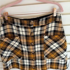 Maeve Yellow and Black Plaid Mini Skirt